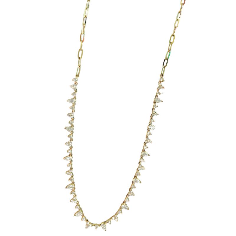 Korman Signature Collection Round and Pear Diamond Paperclip Tennis Necklace